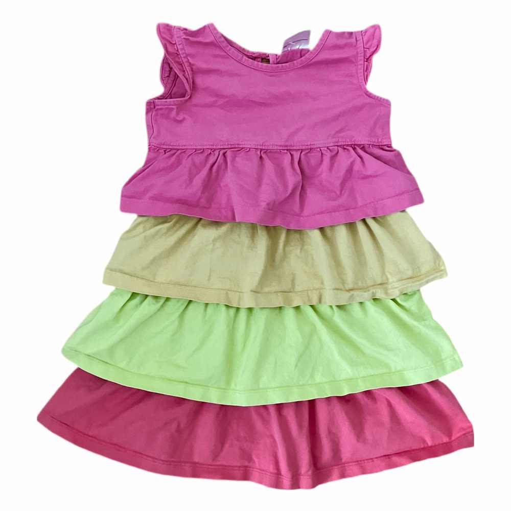 Hanna Andersson Colorblock Twirl Dress Tiered Flutter Sleeve 120 cm 6x-7